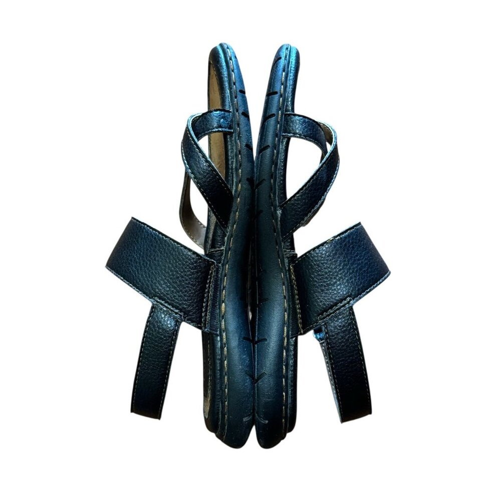 BOC Born Concept Vegan Leather Sandals 7M Black Casual Comfort Summer Toe Loop - Picture 4 of 11